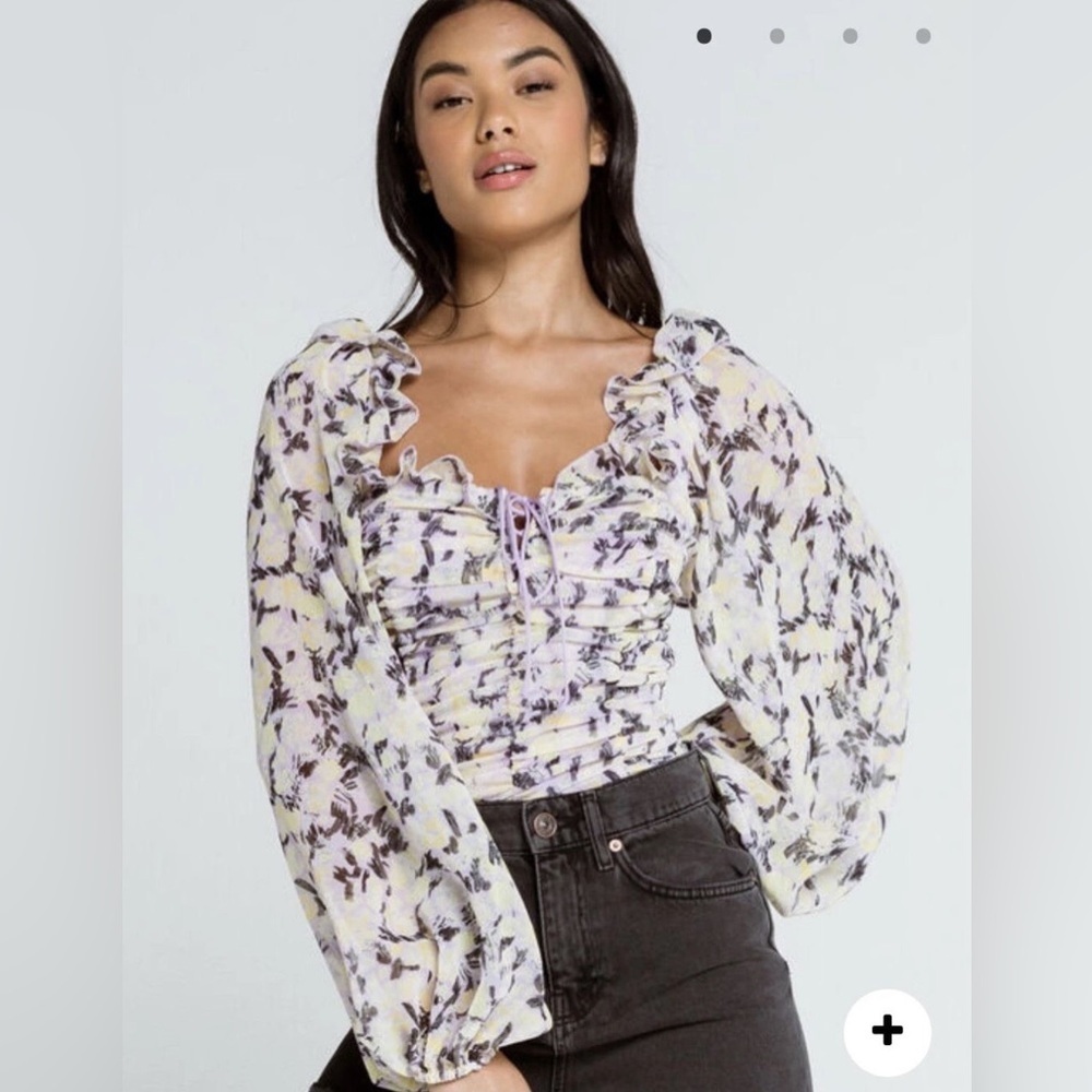 Free People Floral Purple Blouse – Size Small (S)